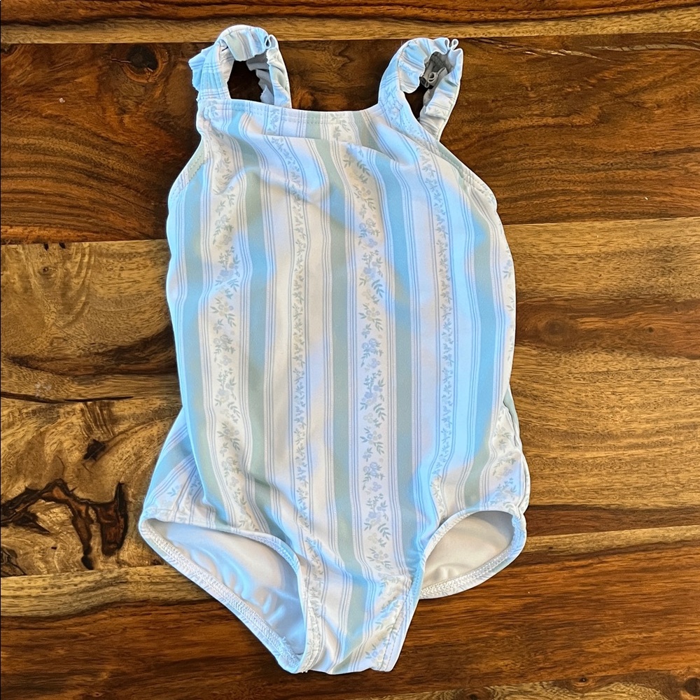 MINNOW 3T Girls' Light Blue Stripe One-Piece Swimsuit